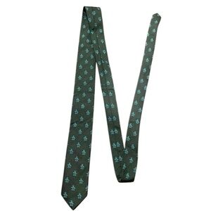 Original Penguin 100% Silk Skinny Necktie All-Over Logo Green